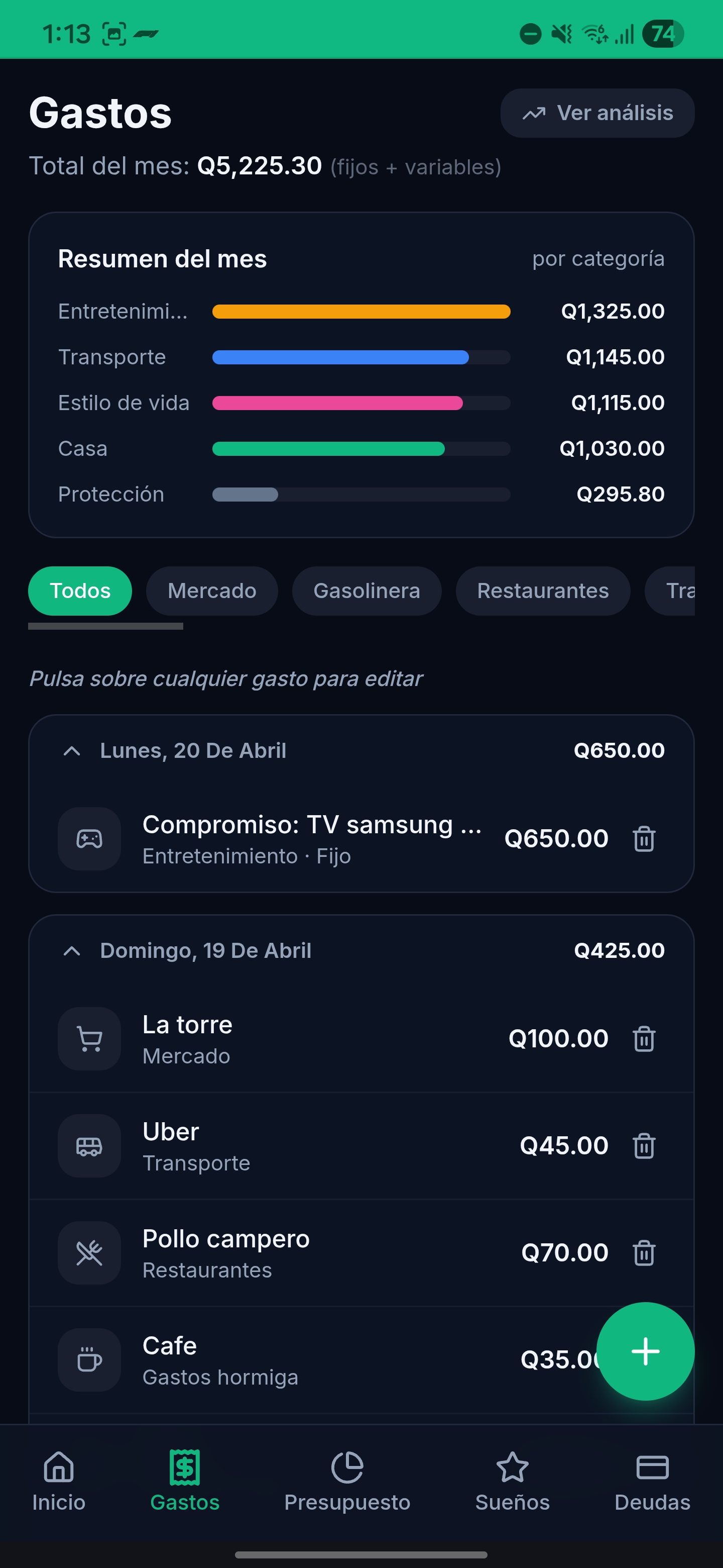 Gastos — Flowi GT